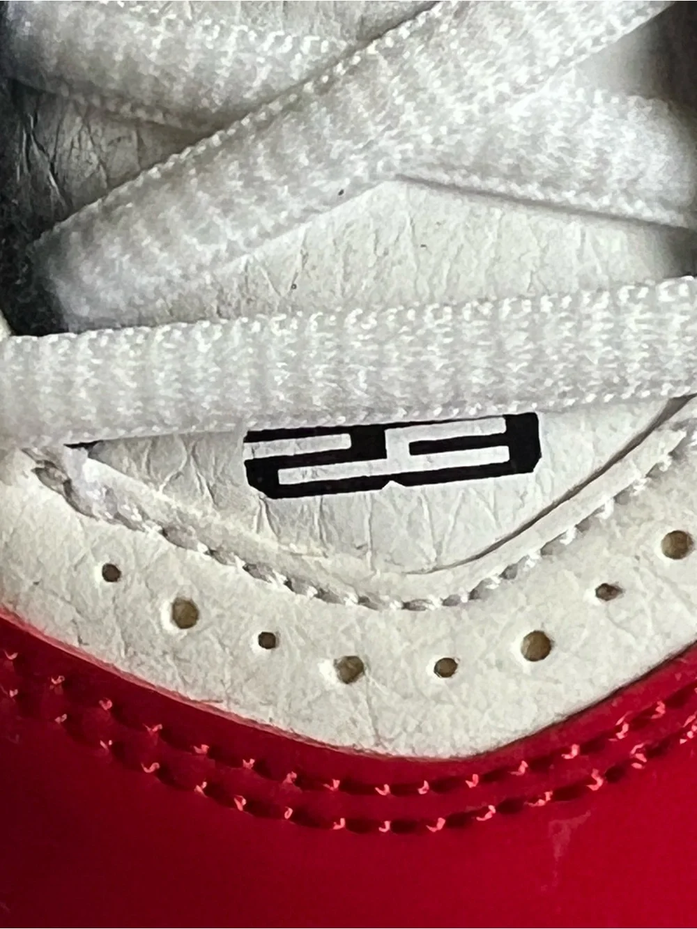 NWOT Nike Air Jordan Kids White and Red Patent Toe Sneakers